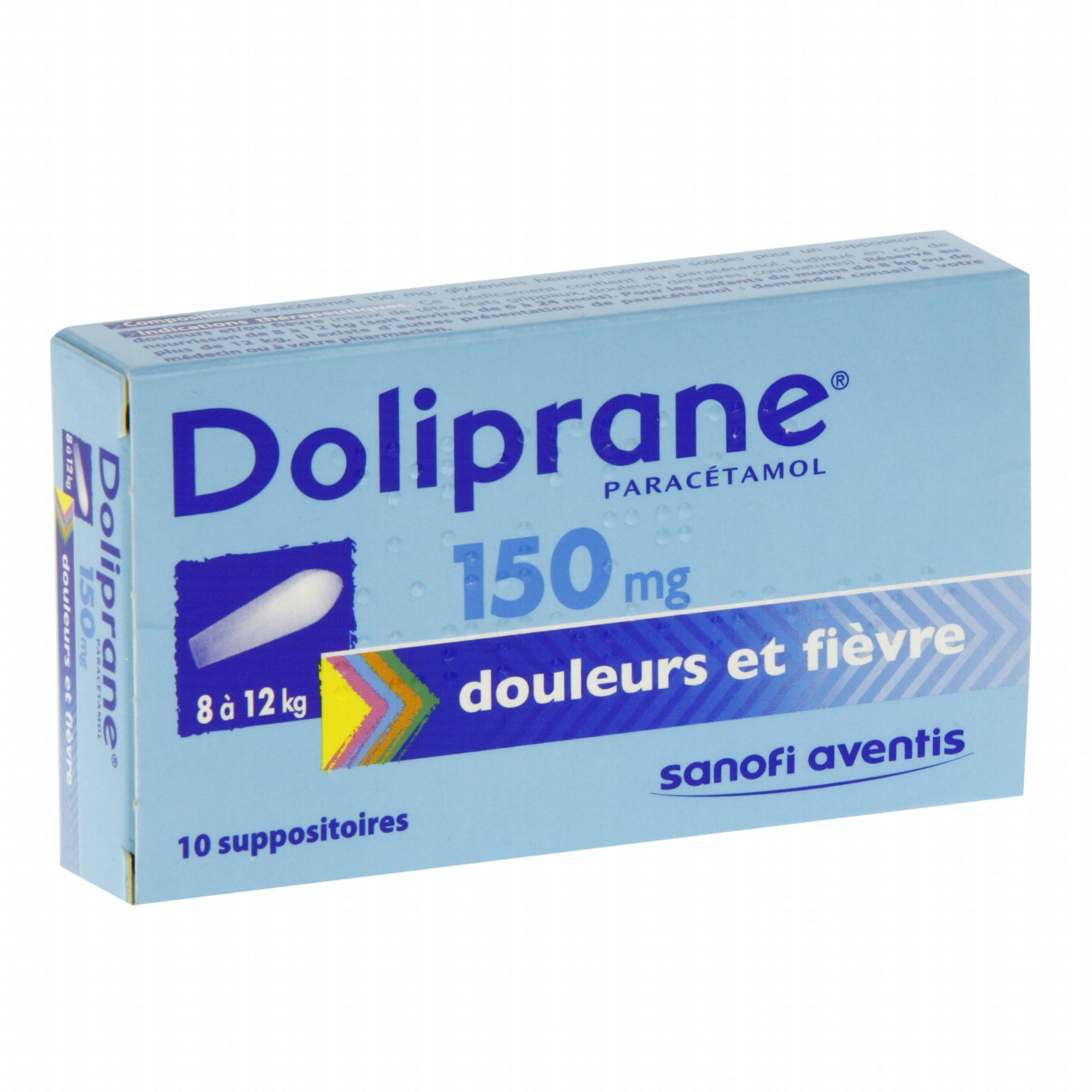 Doliprane 150mg 10 Suppositoires Pharmacie Sainte Marie