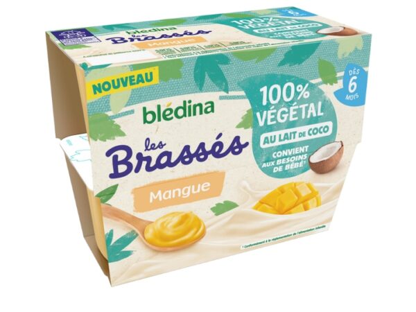 LES BRASSES 100% VEGETAL SAVEUR LAIT DE COCO MANGUE DES 6 MOIS  4X95G